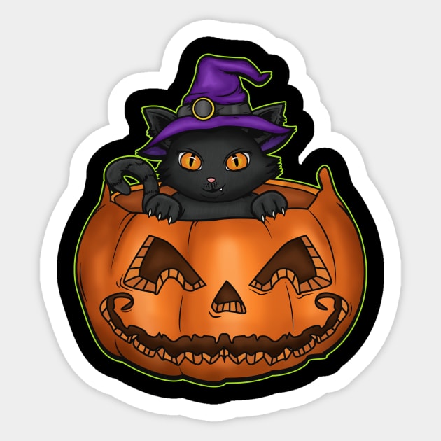 Cat Witch Funny Jack O Lantern Kitten Lover Gift Sticker by Dr_Squirrel